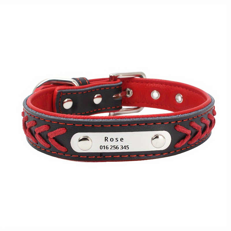 Personalized Leather Dog Collar Braided Custom Leather Dog - Temu Canada