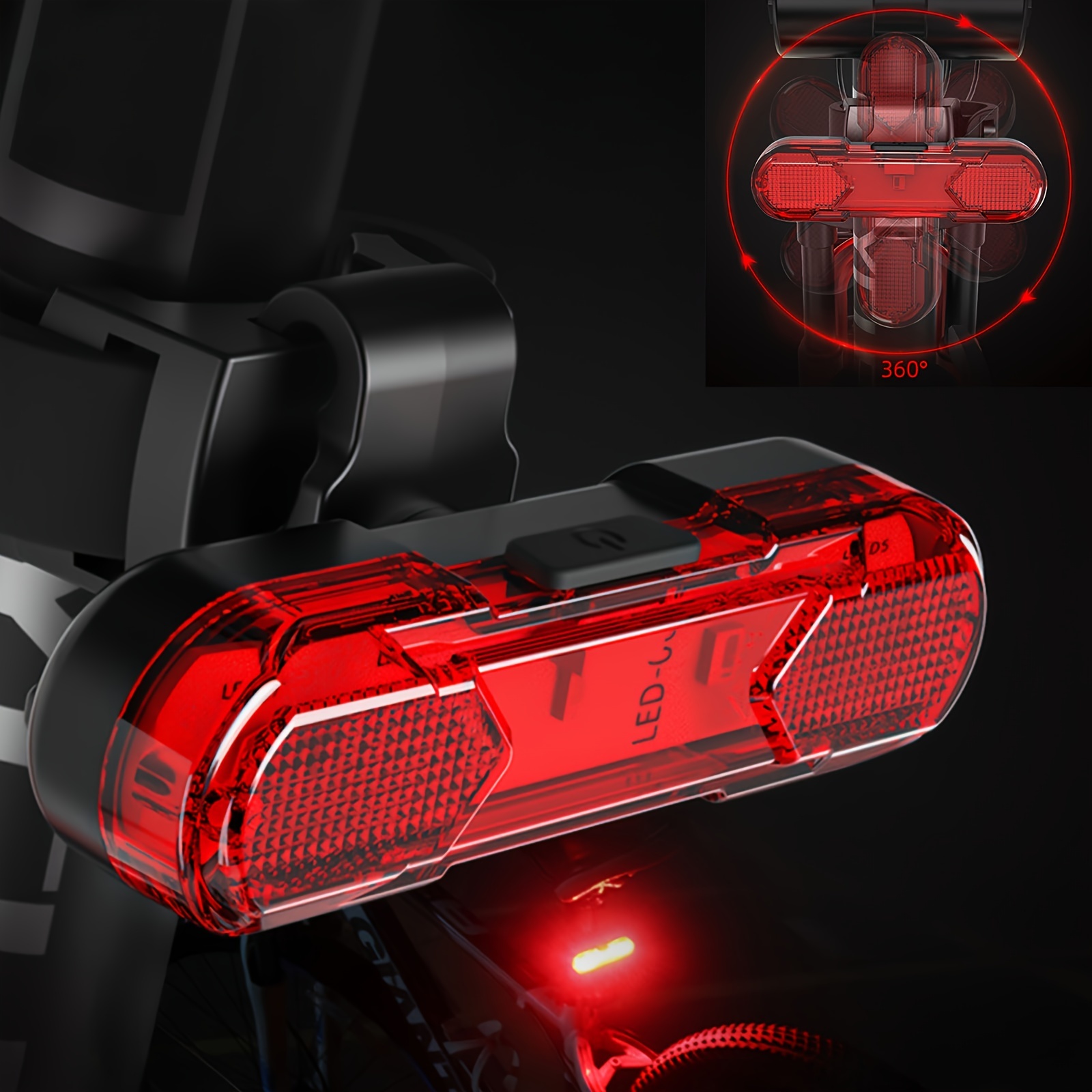 Fahrradlicht Mit Blinker, Superhelles Fahrradlicht Mit Hohem Lumen,  Wasserdichtes Wiederaufladbares USB-Fahrradrücklicht-Warnlicht