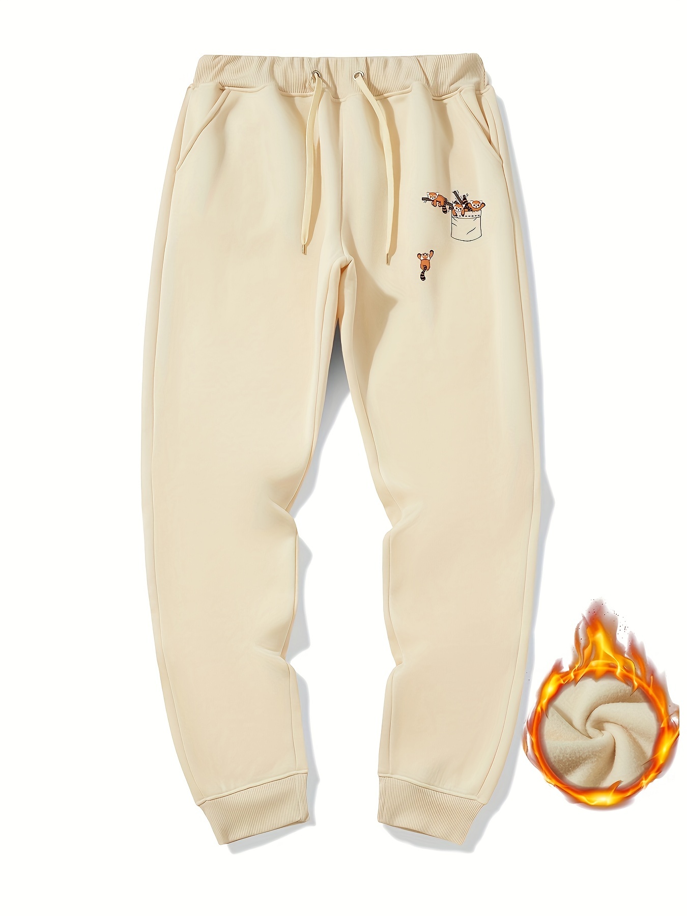 Men's Squirrel Print Fleece Sweatpants Drawstring Jogger Pants