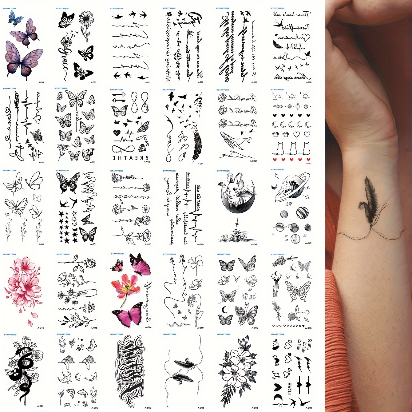 Floral Paper Crane & Moon Temporary Tattooorizuruukiyoejapanese Style  Tattoo6.5x11cmgift Ideafestival/party Accessoryfake Tattoo 