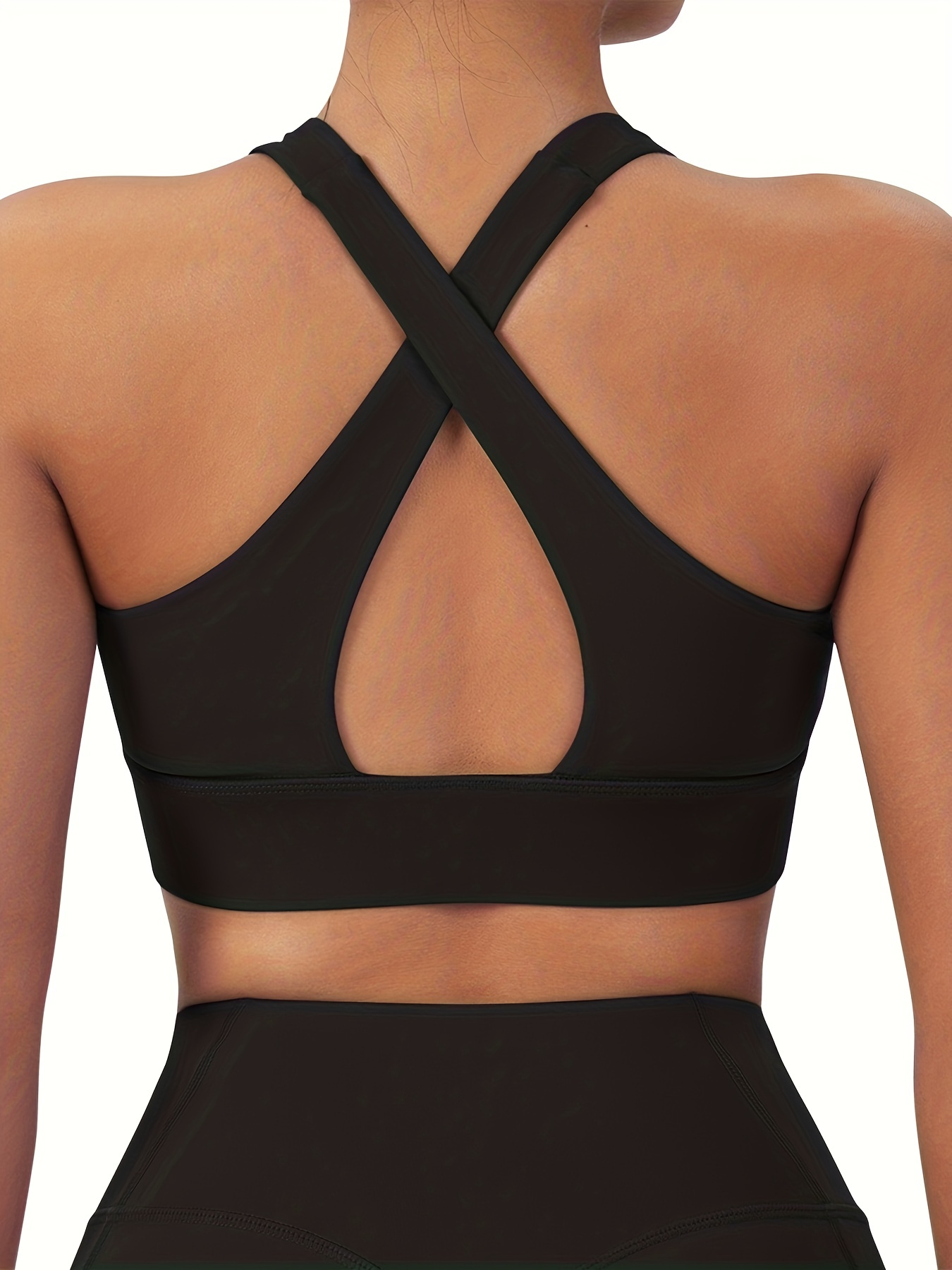 Backless Sports Bras for Women - Sexy Strappy Padded Workout Low