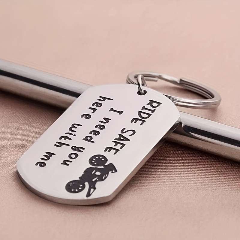 

1pc Ride Safe Keychain, Biker Motorcycle Keyring Gift For Him Boyfriend Husband Dad, Father's Day Couples Gifts For Men