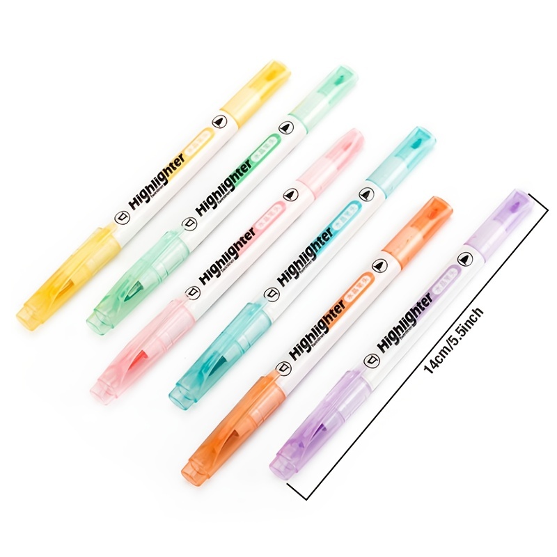 6pcs/set Dual Tip Highlighter Fluorescent Marker Pen For Students, Colorful  Pens For Note Taking, Highlighting Important Points And Underlining