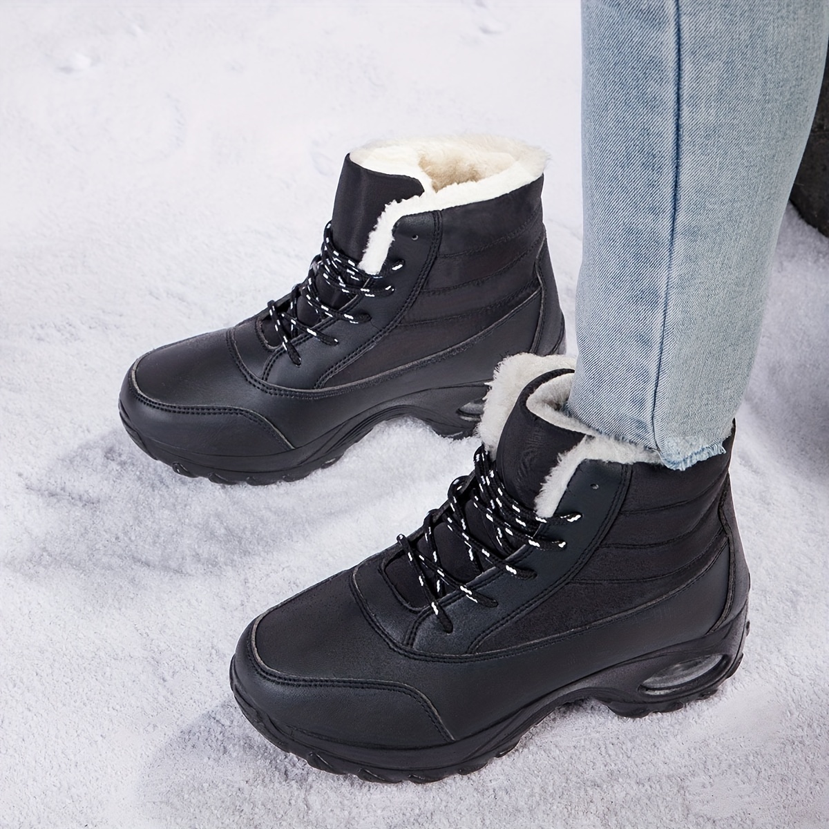 botas nieve gruesas peludas térmicas forradas felpa color Temu