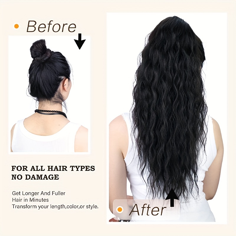 Curly Water Wave Ponytail Clip In Hair Extensions