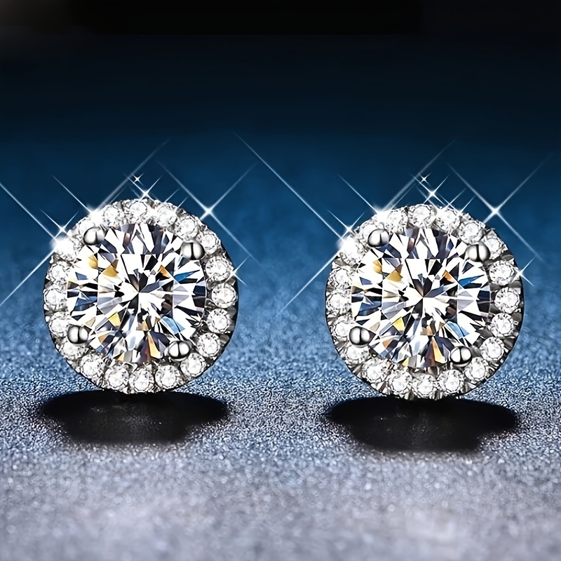

Classic Moissanite Earrings, 925 Silver Round Cut Moissanite Earrings, Simple And Beautiful, Elegant And Intellectual Lady, Exquisite Moissanite Jewelry, Can Be Worn At Work, A Gift For Her