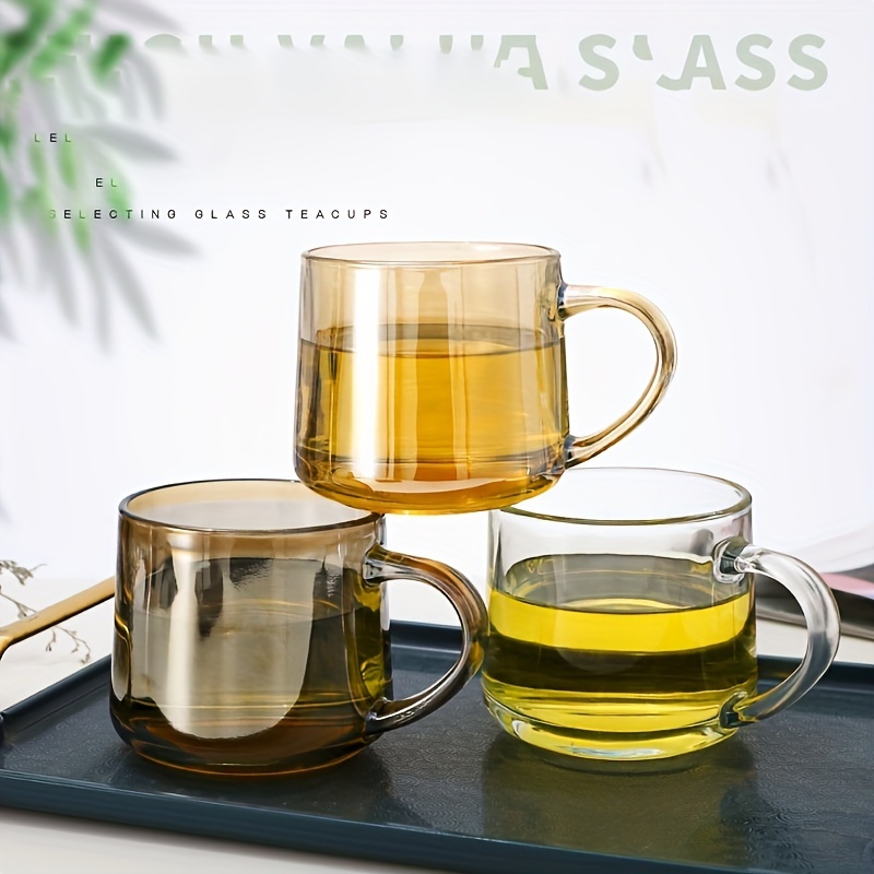 Clear Glass Cups, Camping Mugs, Tea Cups, Drink Cups, Juice Mugs, Tea Mugs,  Tea Cups with Handles, Water Cups for Tea, Yogurt, Juice And Flowers 