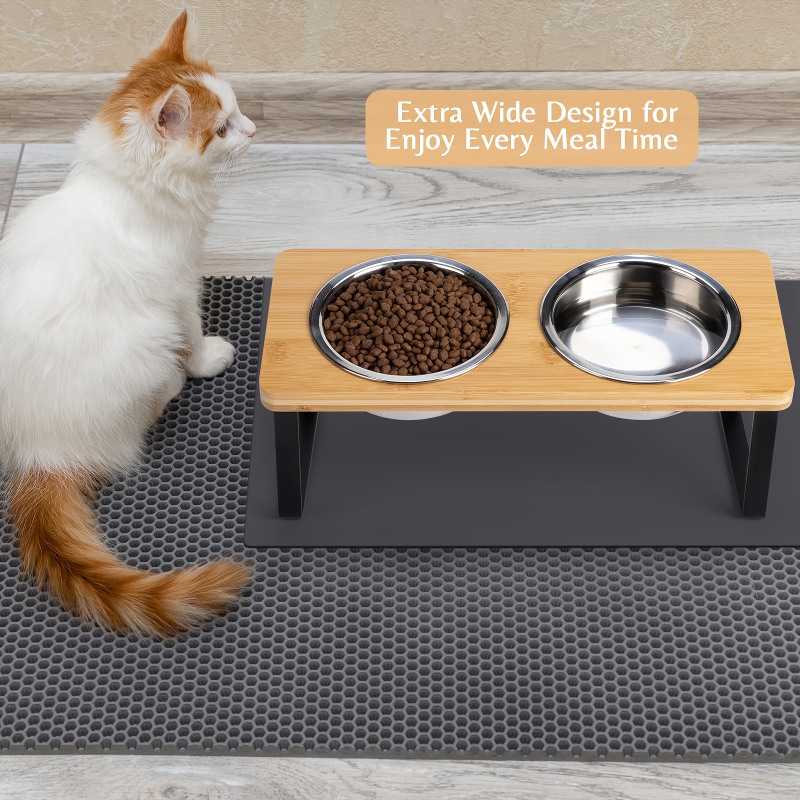 Cat Bowl Cat Feeding Station, Stainless Steel Elevated s With 15