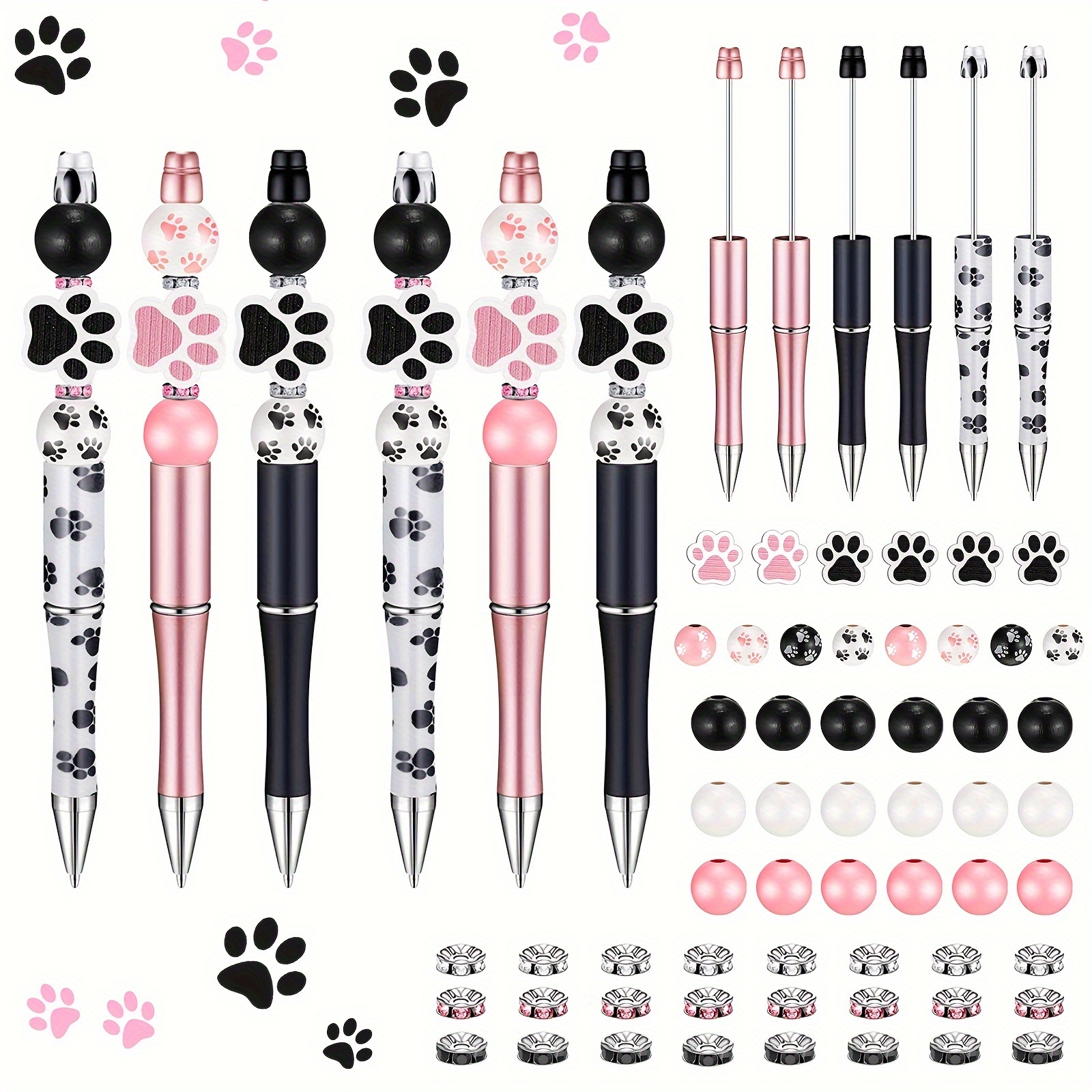 Plastic Beadable Pens Assorted Bead Pens Diy Silicone Bead - Temu