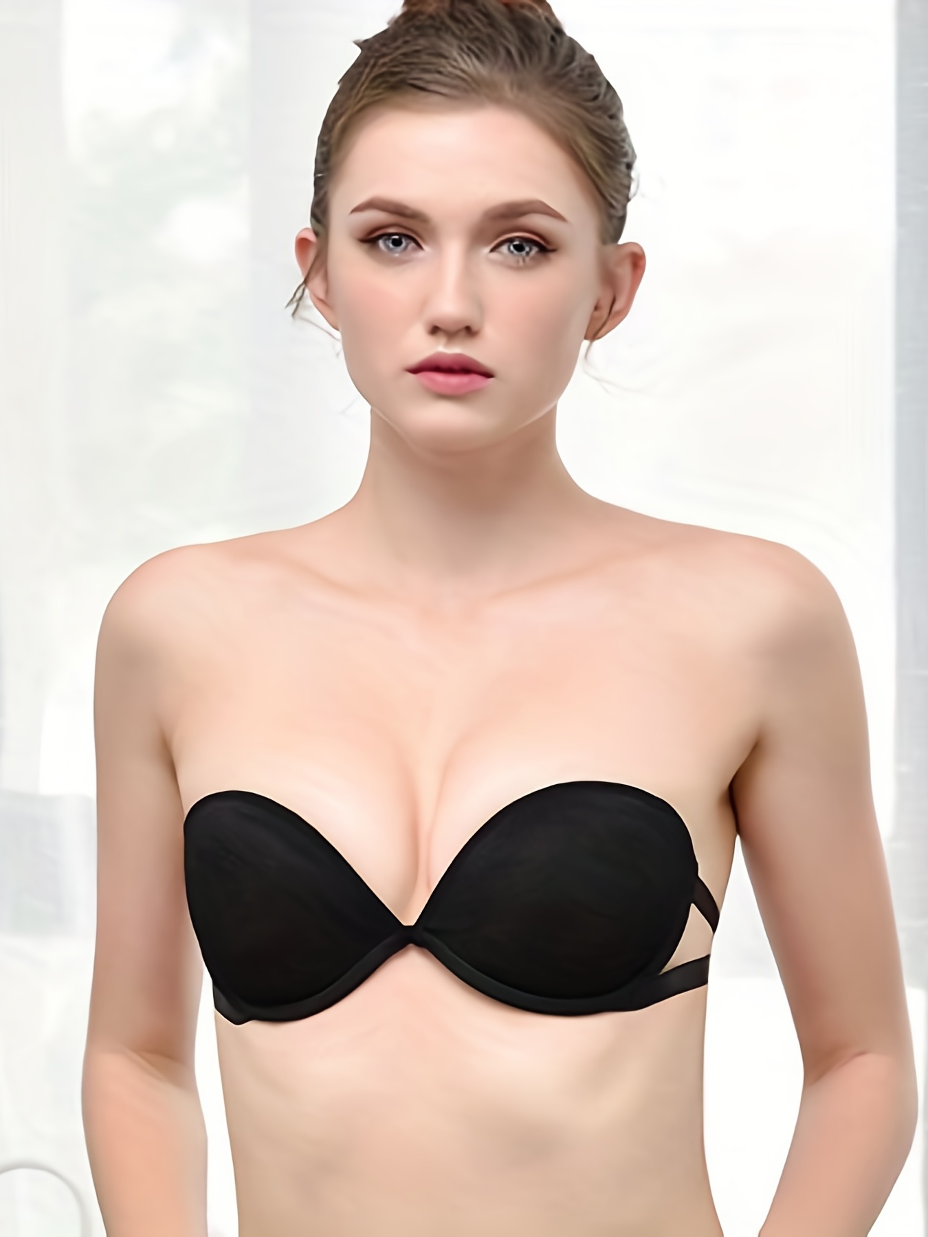 Solid Strapless Bandeau Bra Invisible Push Stretch Everyday - Temu