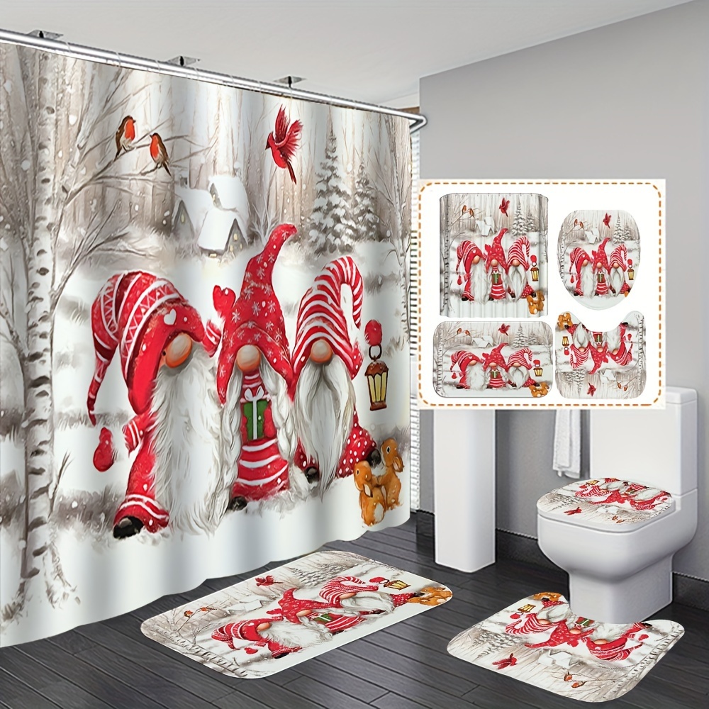  BOBOWUNY Cortinas opacas de Navidad para puerta, gnomos de alce  de Navidad, regalos de gnomos de invierno rojo, con aislamiento térmico,  para armario, sala de estar, dormitorio, divisor decorativo de habitación