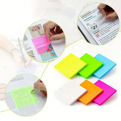 EOOUT 300 Sheets Pastel Transparent Sticky Notes, 6 Pads, 3x3 Inch, 6  Colors Clear Translucent Adhesive Self-Sticky Notes for Bible / Book Tabs