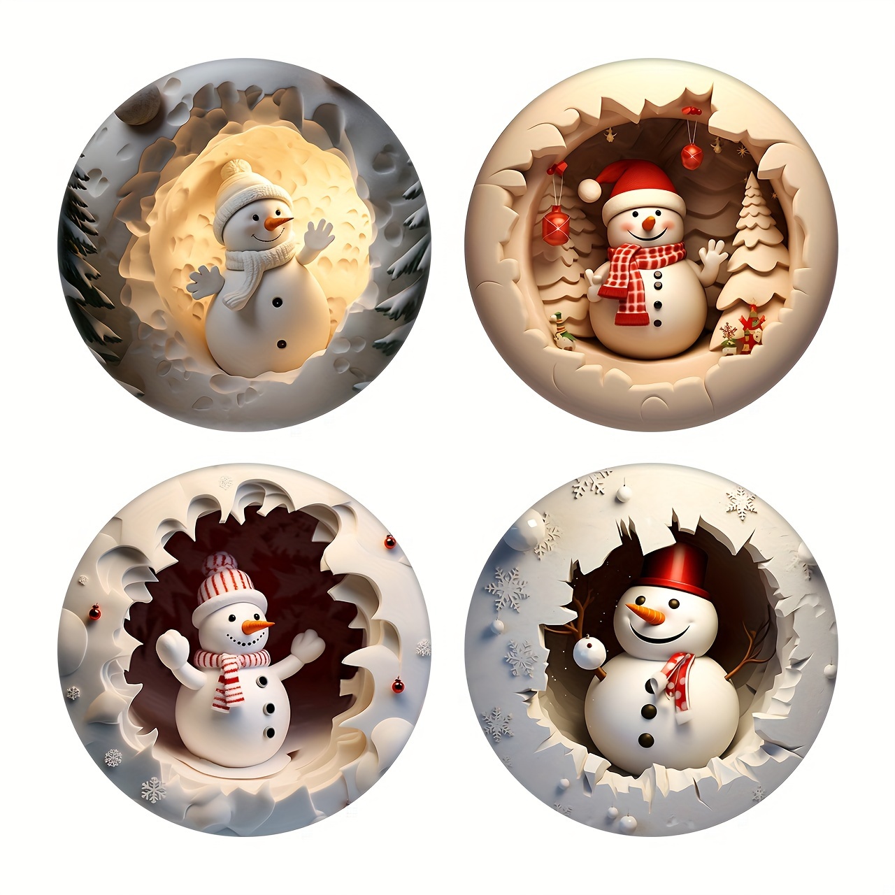 3d Snowman Cork Base Coaster Winter Theme Coaster Warm Temu Canada