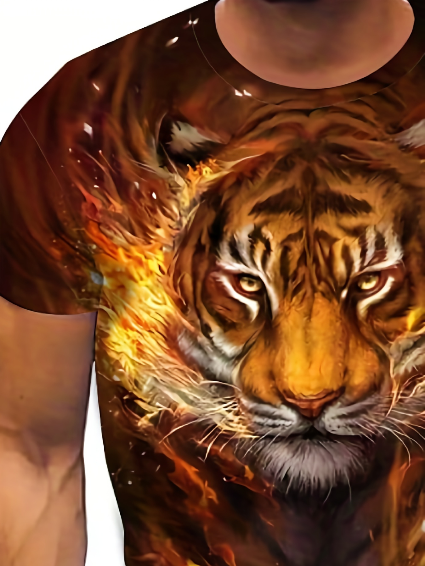 Men's Cool 3d Tiger Graphic Print T Shirt, Summer Funky Street