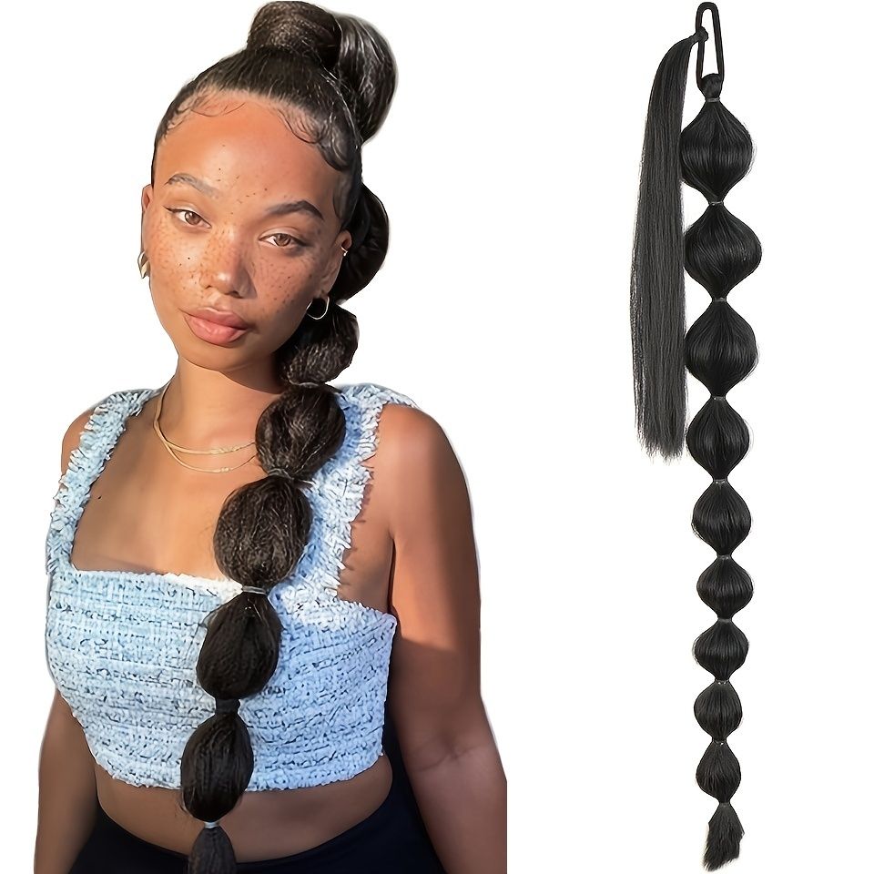 Long Bubble Ponytail Wrap Around Hair Extensions Synthetic Hair Ponytail  Heat Resistant Fake Hair | Shop Now For Limited-time Deals | Temu