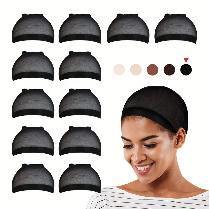 12 pcs Ultra Thin & Expandable Stocking Wig Cap - Perfect Fit for All Hair  Types - 6 Pack (Black)
