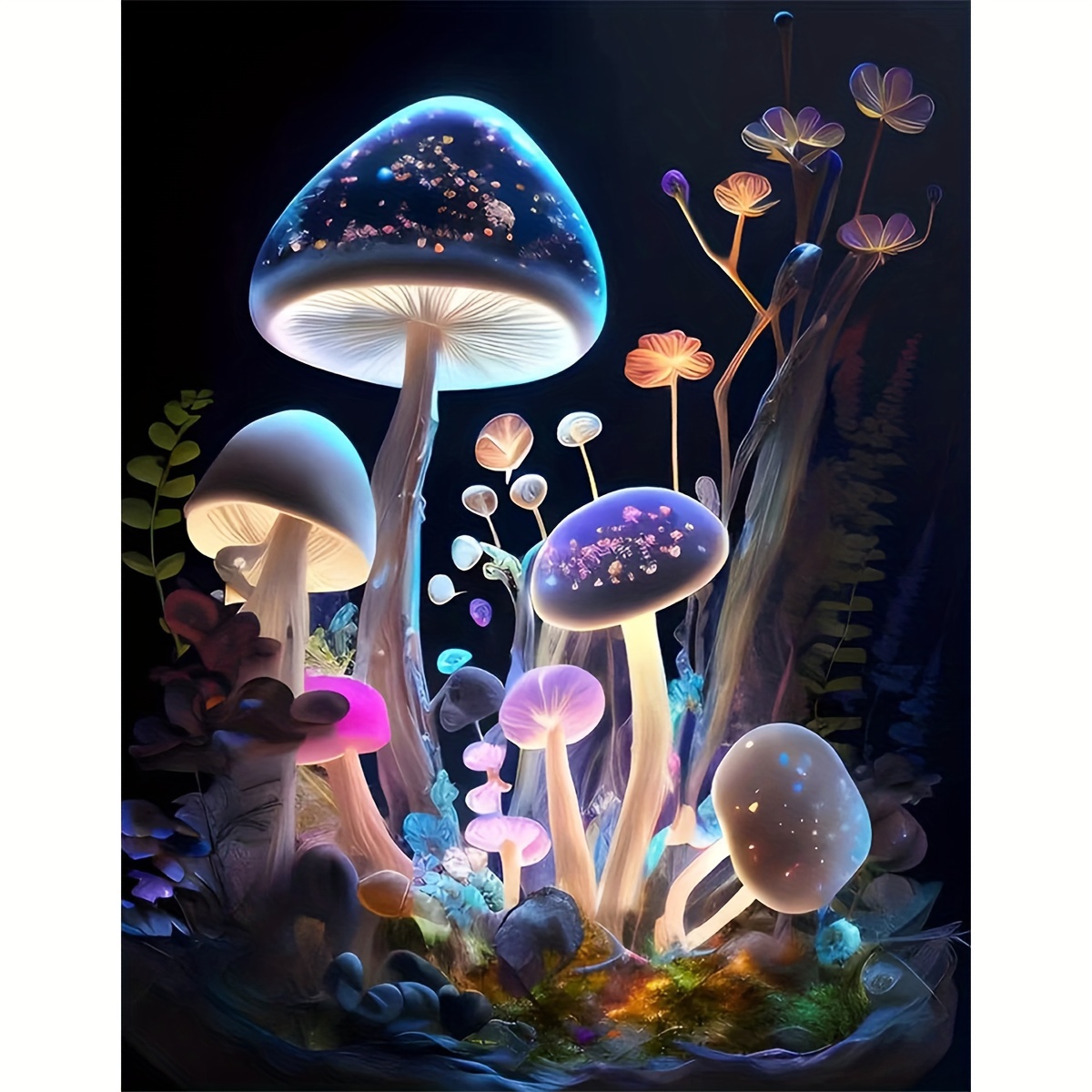 

1pc 11.8×15.7 Inch Diy 5d Frameless Diamond Painting Fluorescent Glow Mushroom Cartoon Wall Art Decor Mosaic Home Art Gift