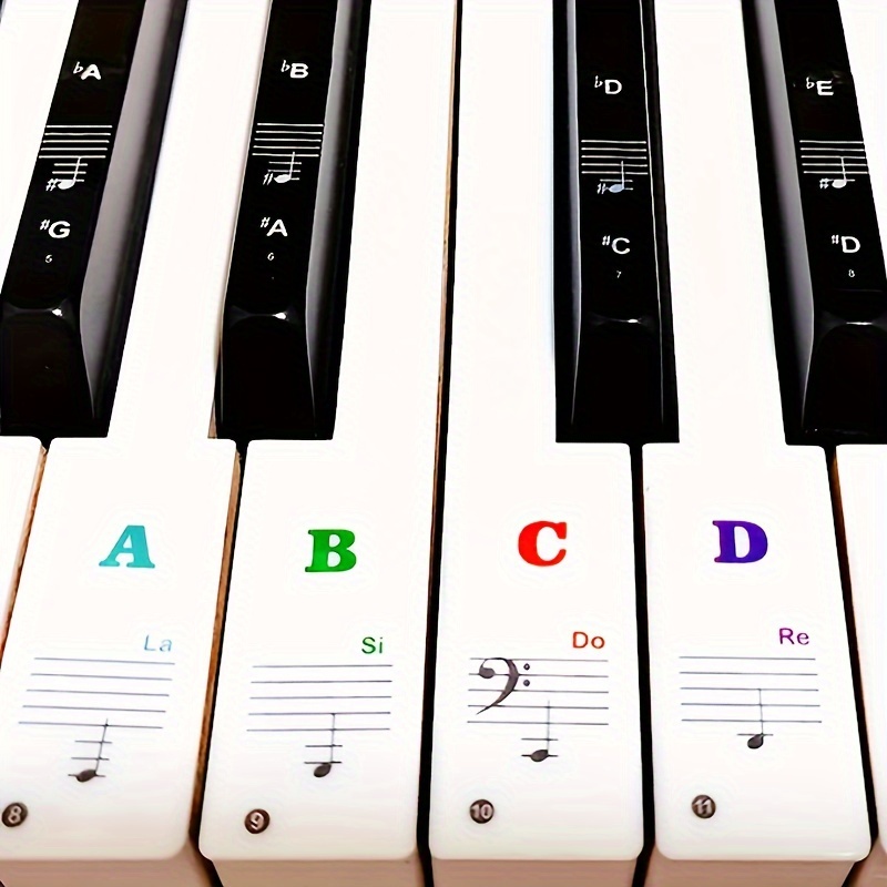 Autocollants de piano et de clavier en couleur et leçon complète de