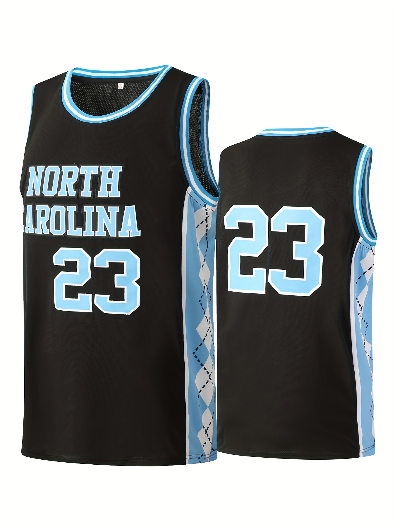 Temu Men's North Carolina #23 Embroidery Basketball Jersey, Vintage Breathable Round Neck Sleeveless Basketball Shirt for Training Competition