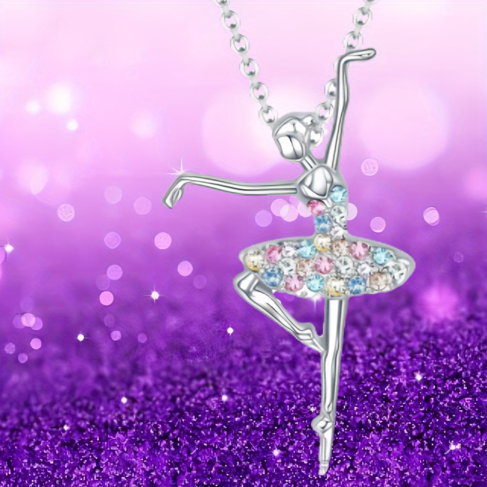 Cute Colorful Zirconia Decor Ballerina Necklace Gift For - Temu