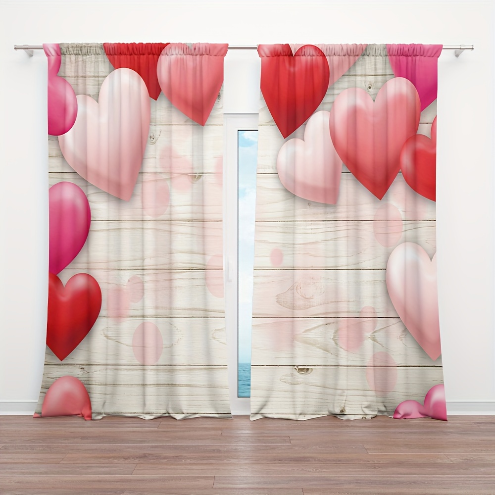  RisQiten Wish You Happy - Cortinas de amarre para ventanas del  día de San Valentín, cortinas ajustables con globos, tratamiento de ventana  de cocina con corazón rojo de amor, cortina enrollable 