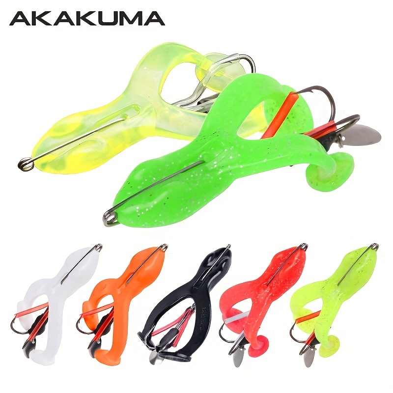 Amamia Fishing Bite with Tassels Topwater Artificial Soft Snakehead Frog  Bait