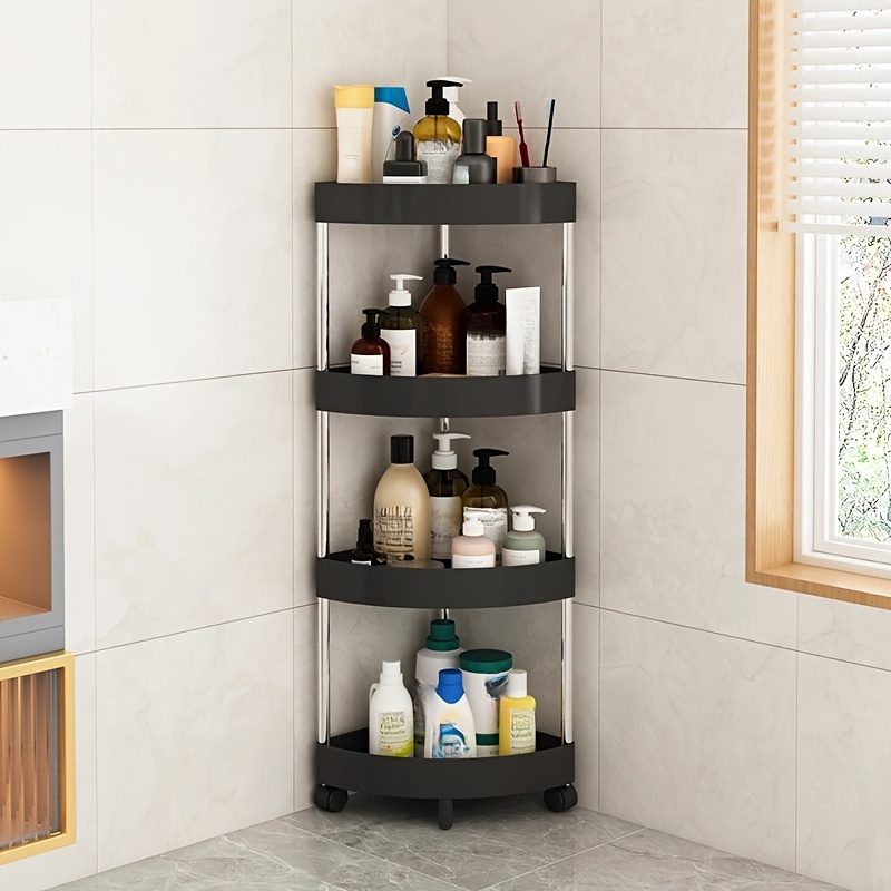 Free-Standing Corner Bathroom Shelf - 2-Tier Shower Organizer