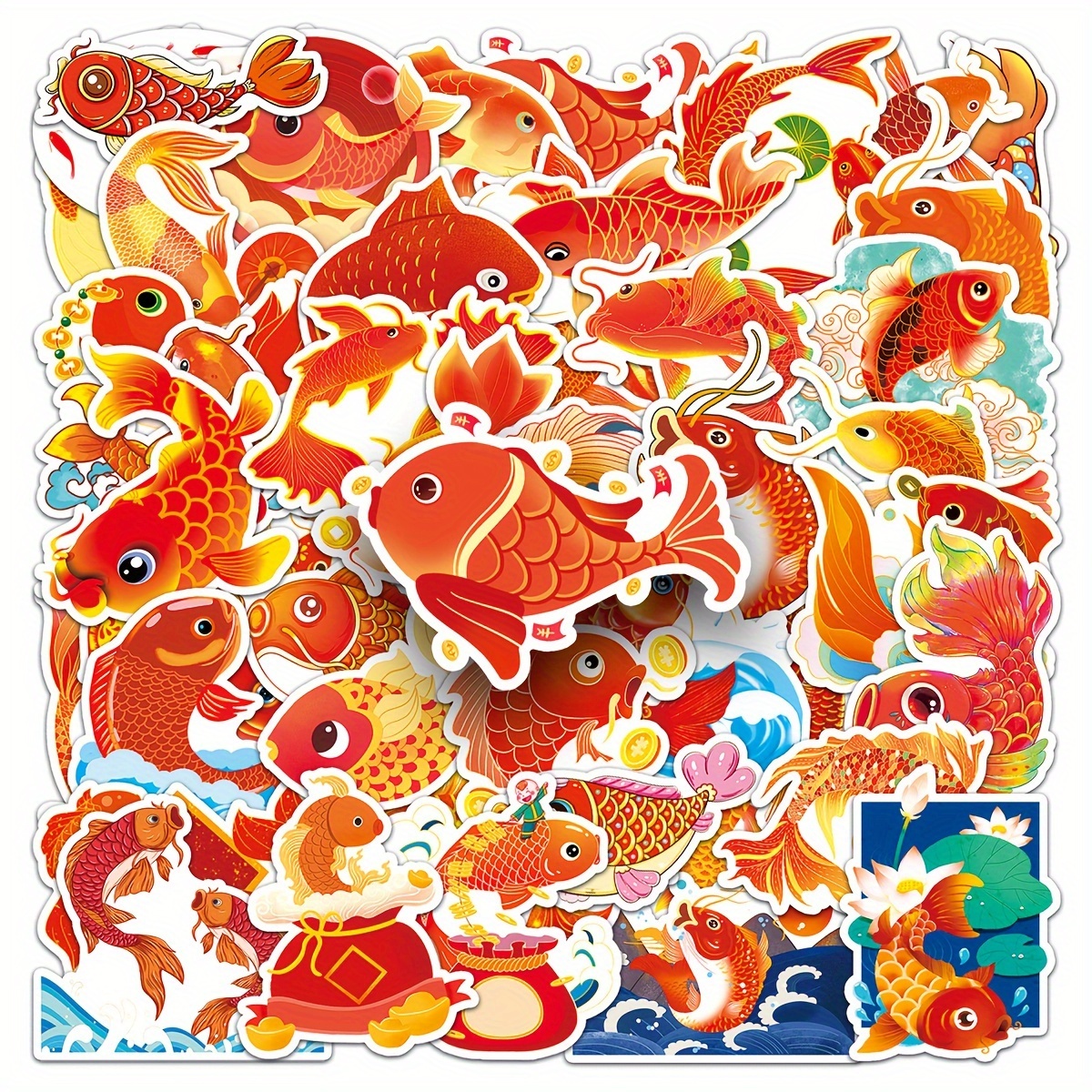 Sticker Cute red fish cartoon 