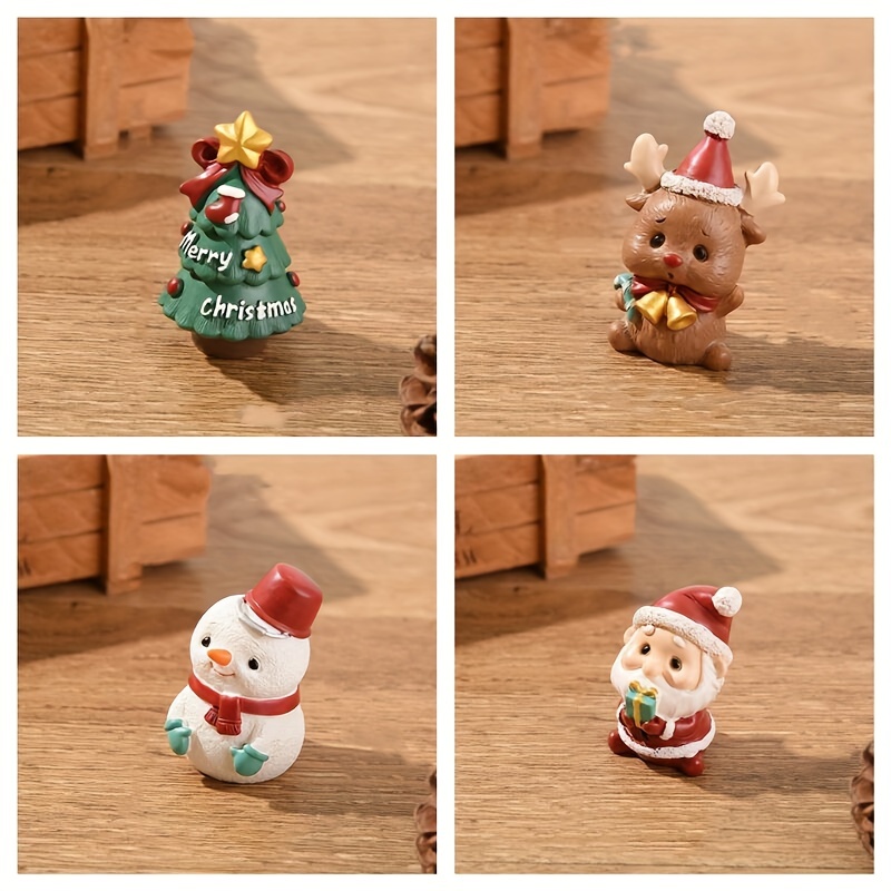 Mini Christmas Ornaments Set Resin Santa Claus And Snowman - Temu