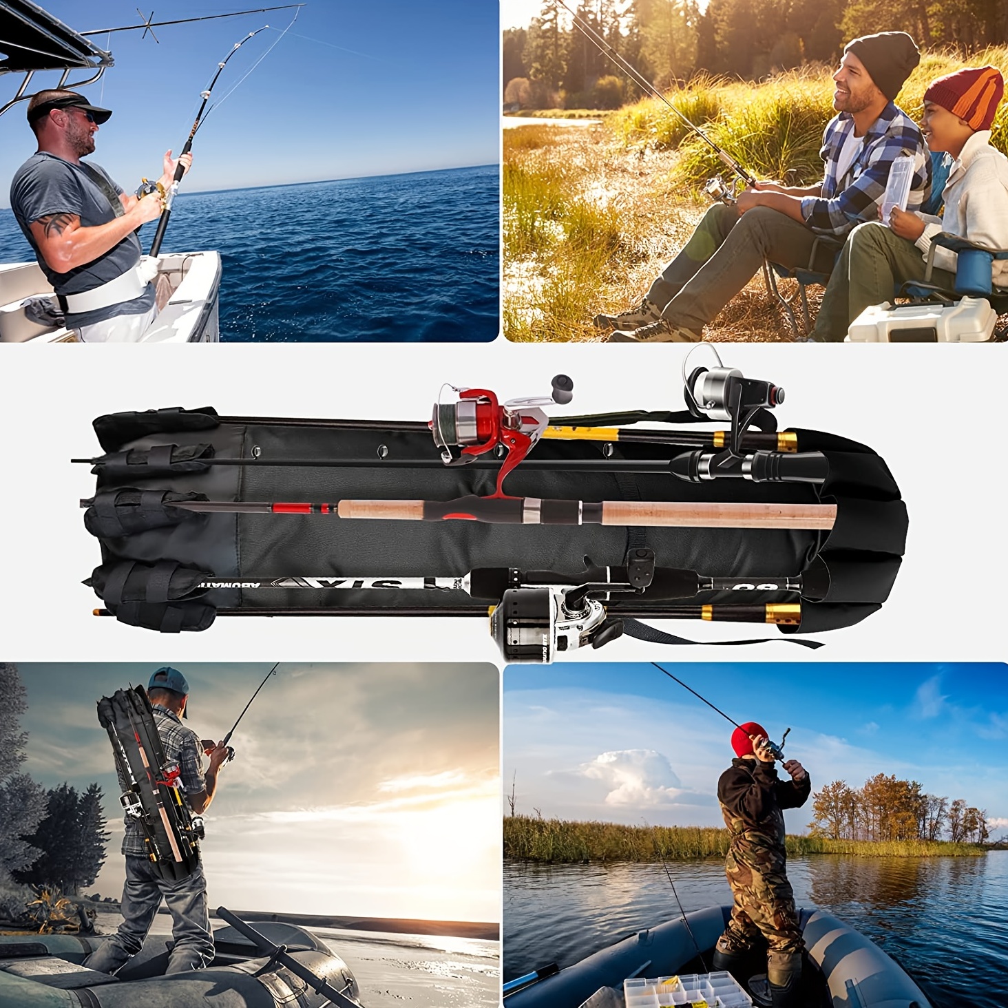 Fishing Rod Bag, 5 Poles Waterproof Lightweight Fishing Gear Bag,  Multifunctional Large Capacity Fishing Equipment Organizer