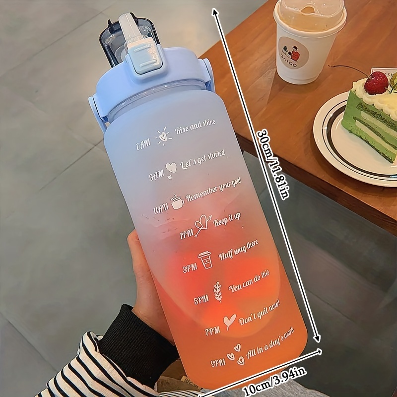 2L large Capacity Water Bottle Reminder Leak-Proof Frosted Cup Time Scale 1  Pc