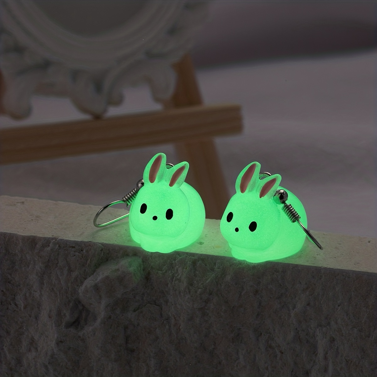 

Cute Luminous Rabbit Design Dangle Earrings Hip Hop Style Resin Jewelry Trendy Female Gift Daily Casual
