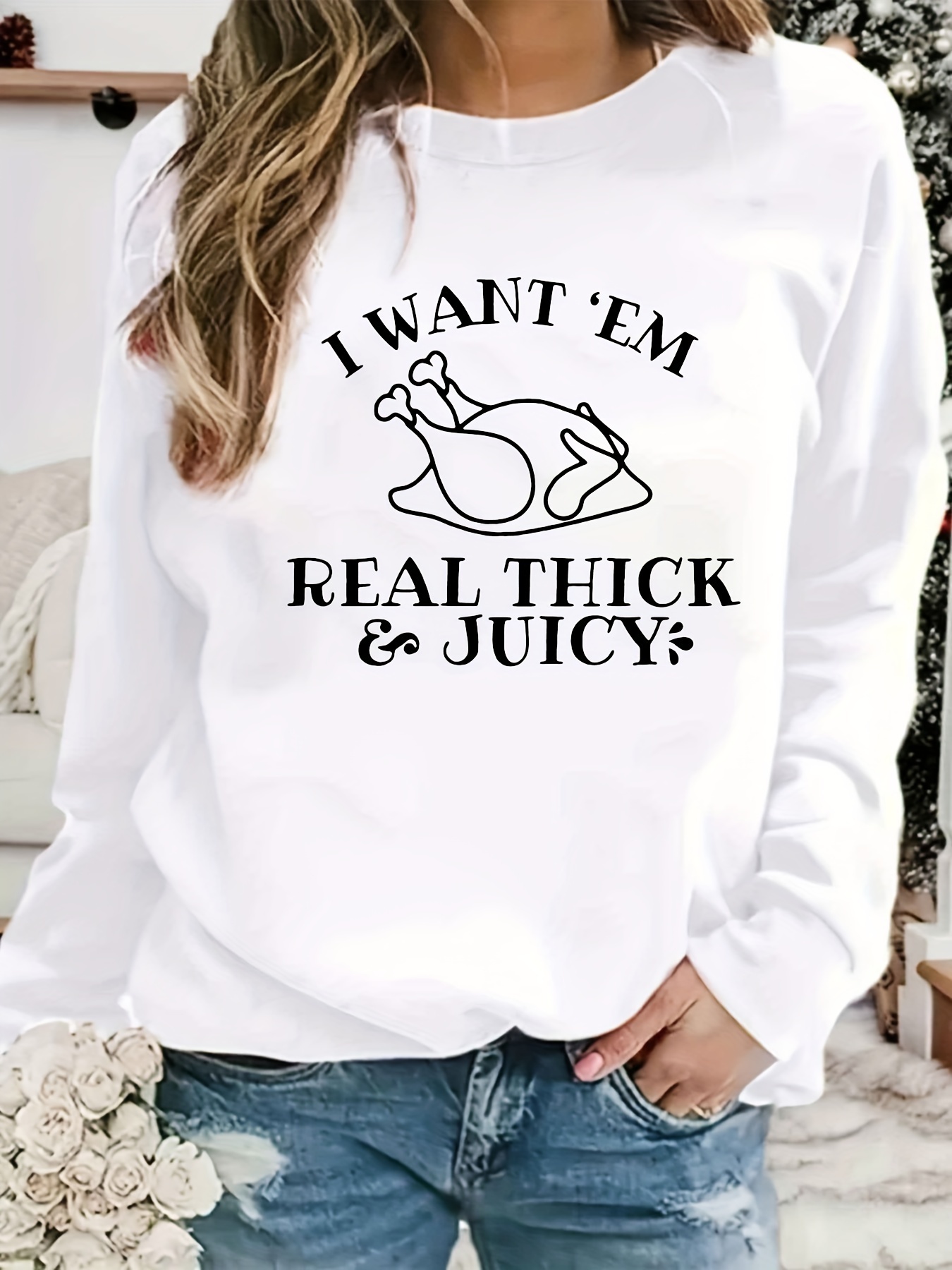 Turkey & Letter Print Pullover Sweatshirt, Casual Long Sleeve Crew Neck  Sweatshirt, Women's Clothing - Temu