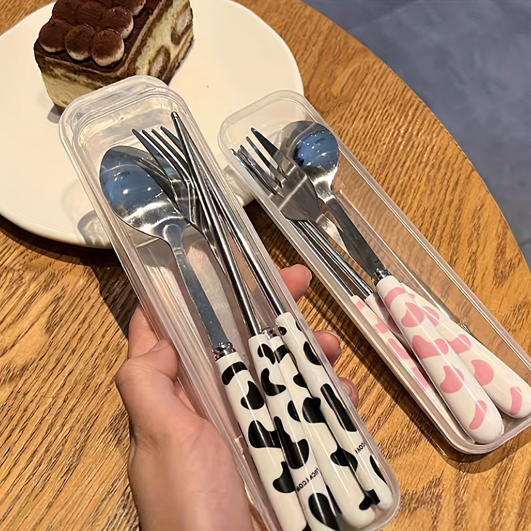 Spoon Cutlery Set Cartoon Include Portable With Flatware With Case
