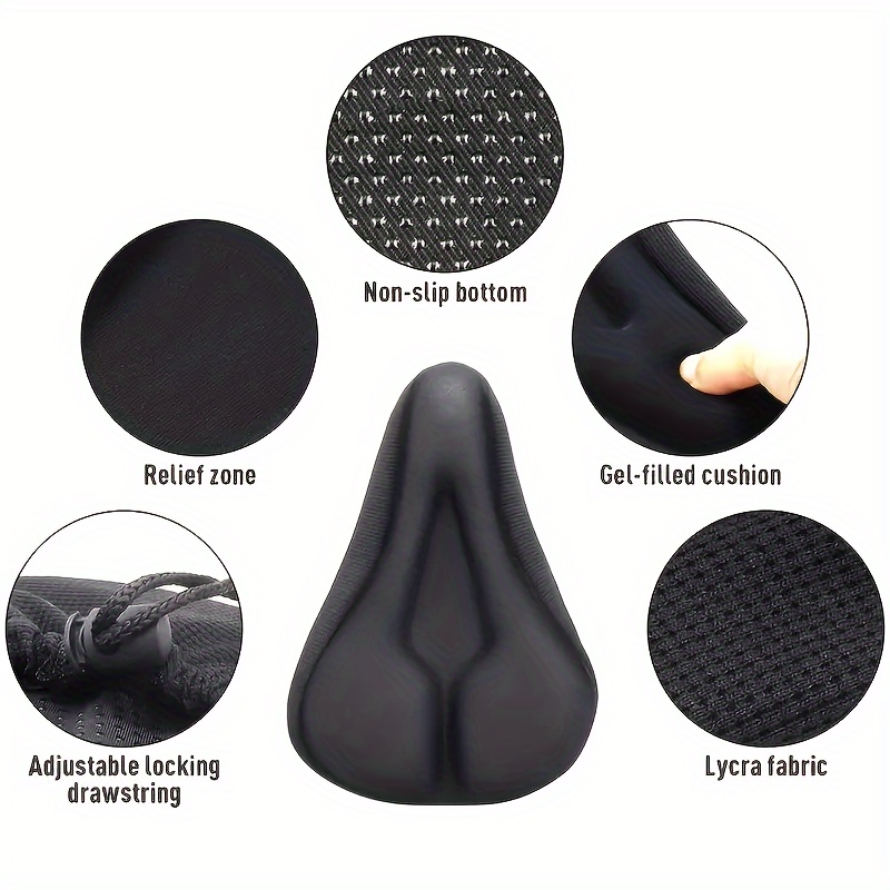 1pc Gel-Padded Unisex Bike Seat Cover - Extra Soft Exercise Bicycle Seat  Cushion