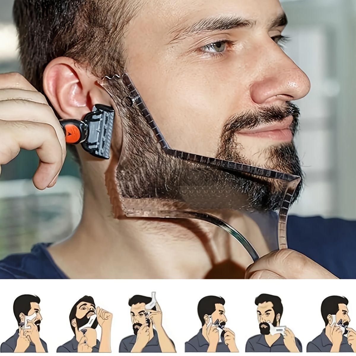Beard Shaper Men's Beard Shaper Tool Transparent Template Styling Comb  Templates For Goatee Mustache Sideburns Jaw Cheek Neck Line Symmetric Curve  Step Cut | Shop Now For Limited-time Deals | Temu