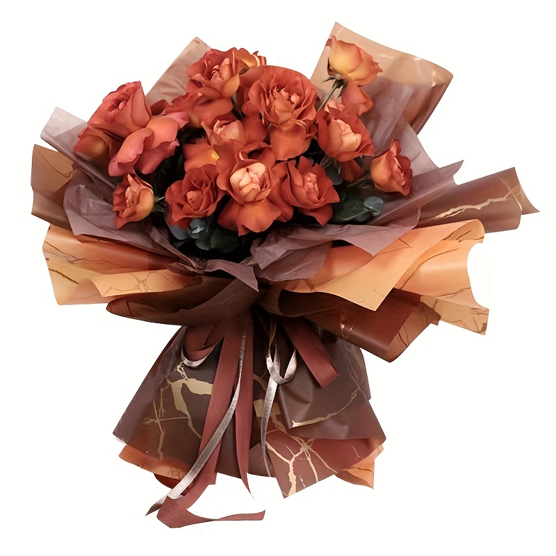 Golden Edge Gift Wrap Paper Korean Florist Bouquet Supplies - Temu
