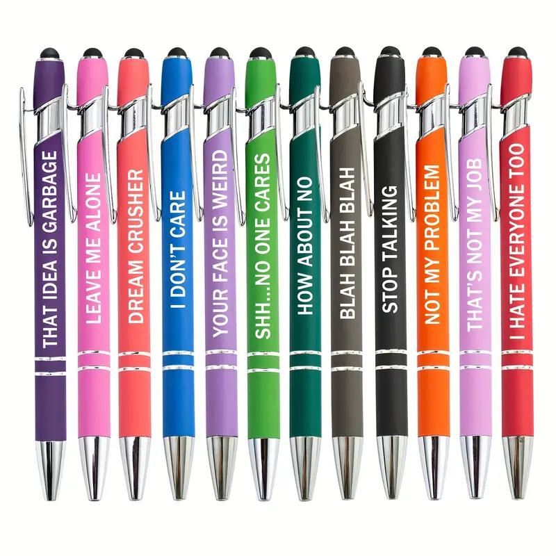 Funny Sarcastic Ballpoint Pens, Office Snarky Touch Screen Stylus