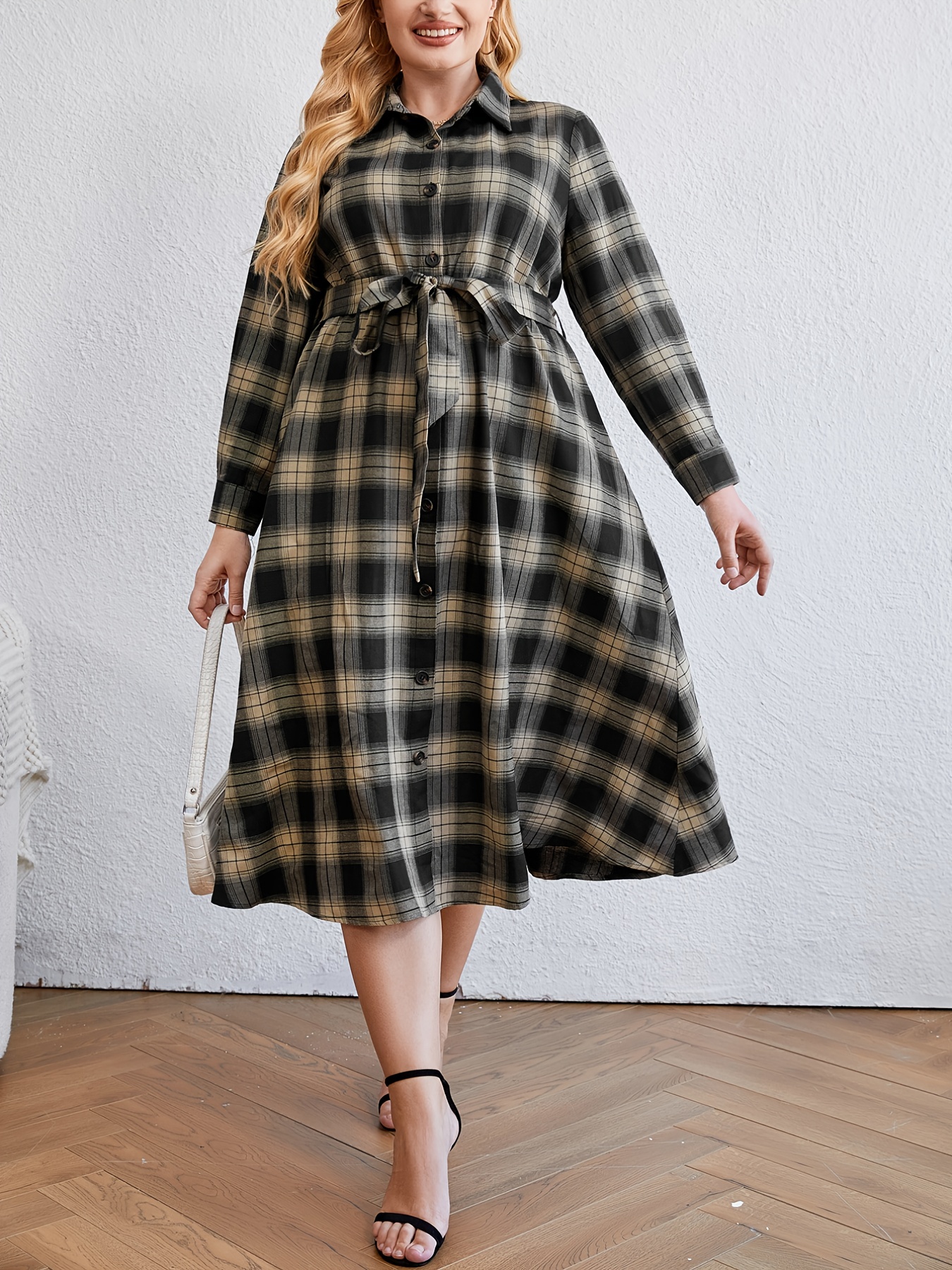 Long plaid shirt dress plus outlet size