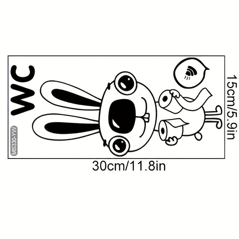 Rabbit Pattern Toilet Lid Decal Self-Adhesive Sticker Creative Bathroom Decor