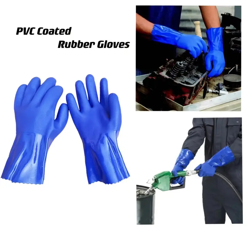 Industrial Safety Gloves Smooth Work Gloves P.v.c Coated - Temu Japan