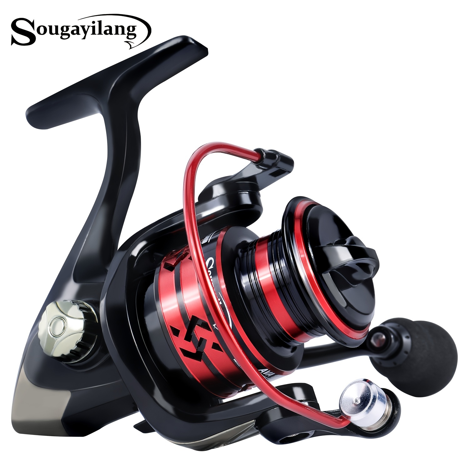 Fishing Reel 5.1:1High Speed Spinning Reel 6+1BB Lightweight Ultra Smooth  Spinning Reels for Freshwater and Saltwater Fishing (Color : Black, Size 