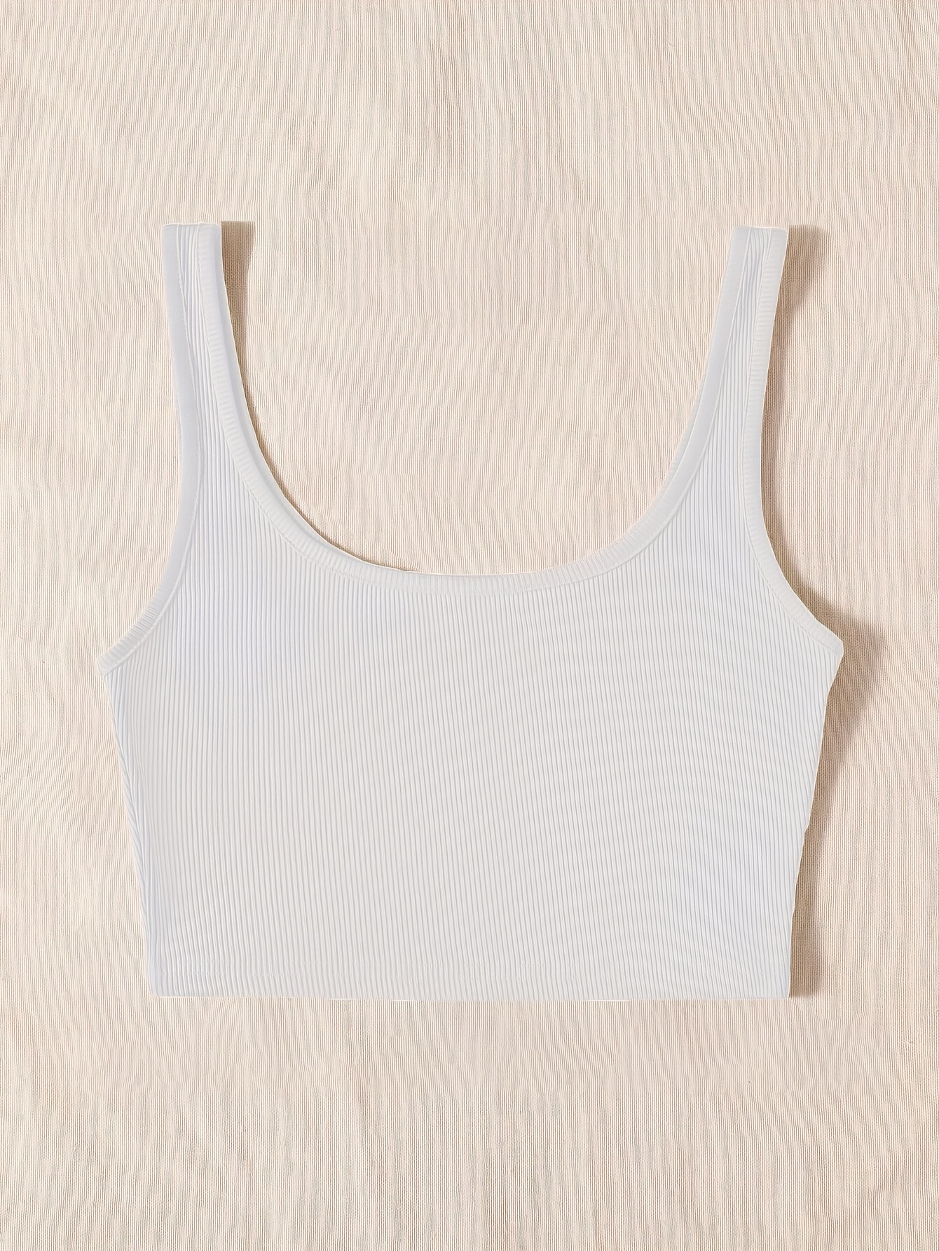 Solid Color Ribbed Sports Cropped Tank Top Round Neck - Temu Canada