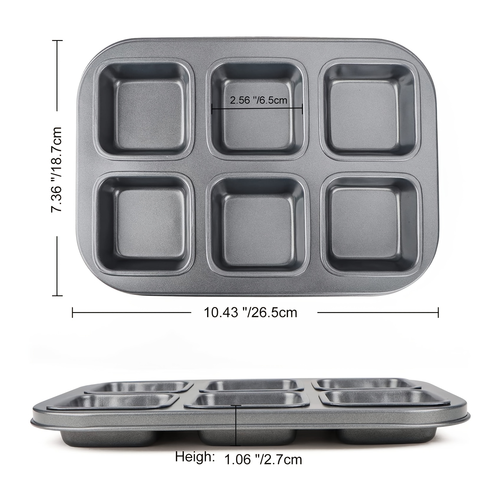 Eoonfirst Black Brownie Pan With Dividers, 1 Set 12 Square Cavity Mini Cake  Non Stick Baking