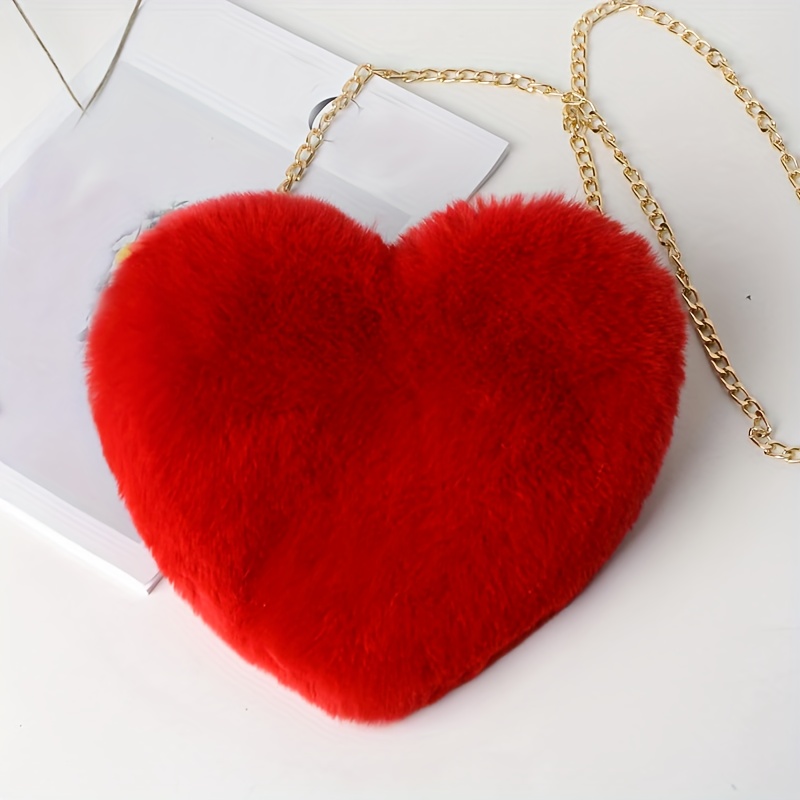 Image of Fashion Shaped Handbags, Cute Faux Fur Crossbody Bags, Plush Chain Shoulder Bag