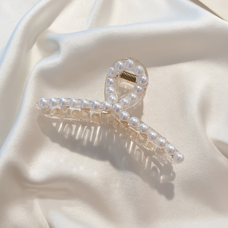Large Pearl Hair Claw Clips for Thick Hair