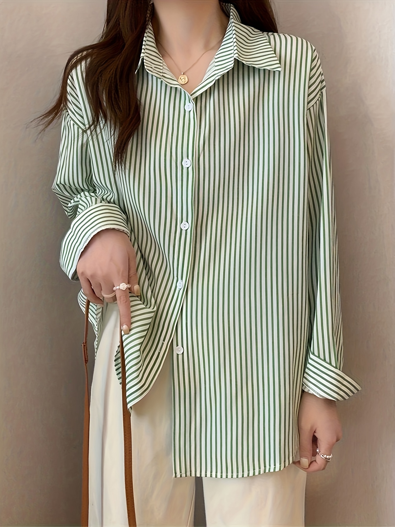 Green Striped Shirt Women - Temu