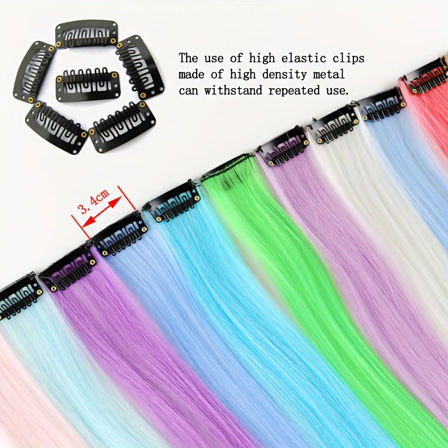 Luminous Hair Synthetic Neon Fake Hair Clip In Party Hair - Temu