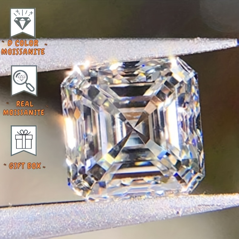 5mm Loose Grey Asscher Cut Moissanite D VVS1