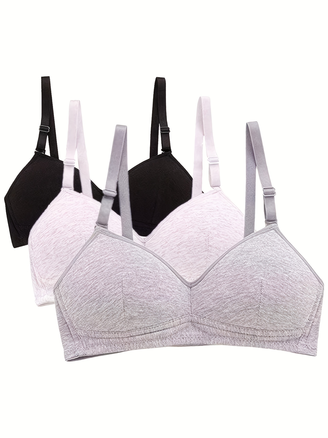 Cotton Bras for Women 3Pc Comfortable Summer Thin Chest Small Gathered  Breathable No Steel Ring Uphold Anti Drop Bra